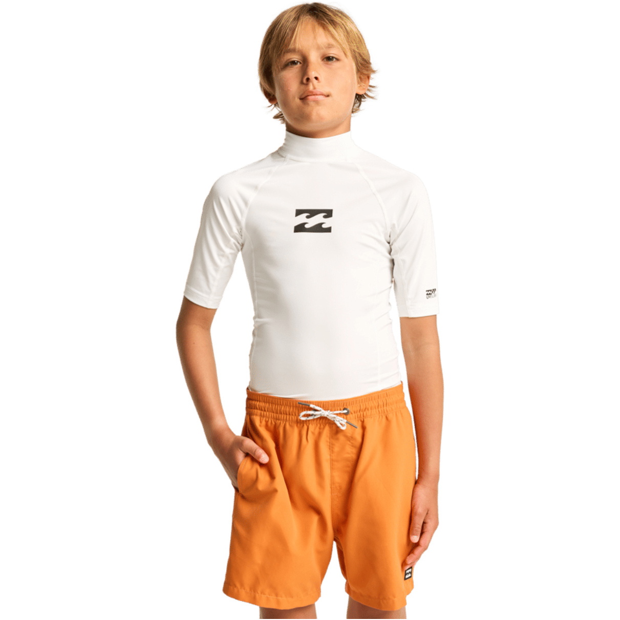 2026 Billabong Junior Waves All Day Kurzarm-Lycra-Weste EBBWR00101 - White